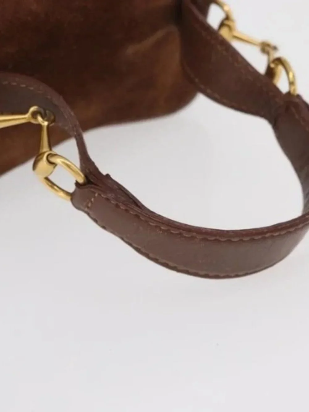 GUCCI Vanity Cosmetic Pouch Suede Brown Gold 032 106 0141 Auth mr2301